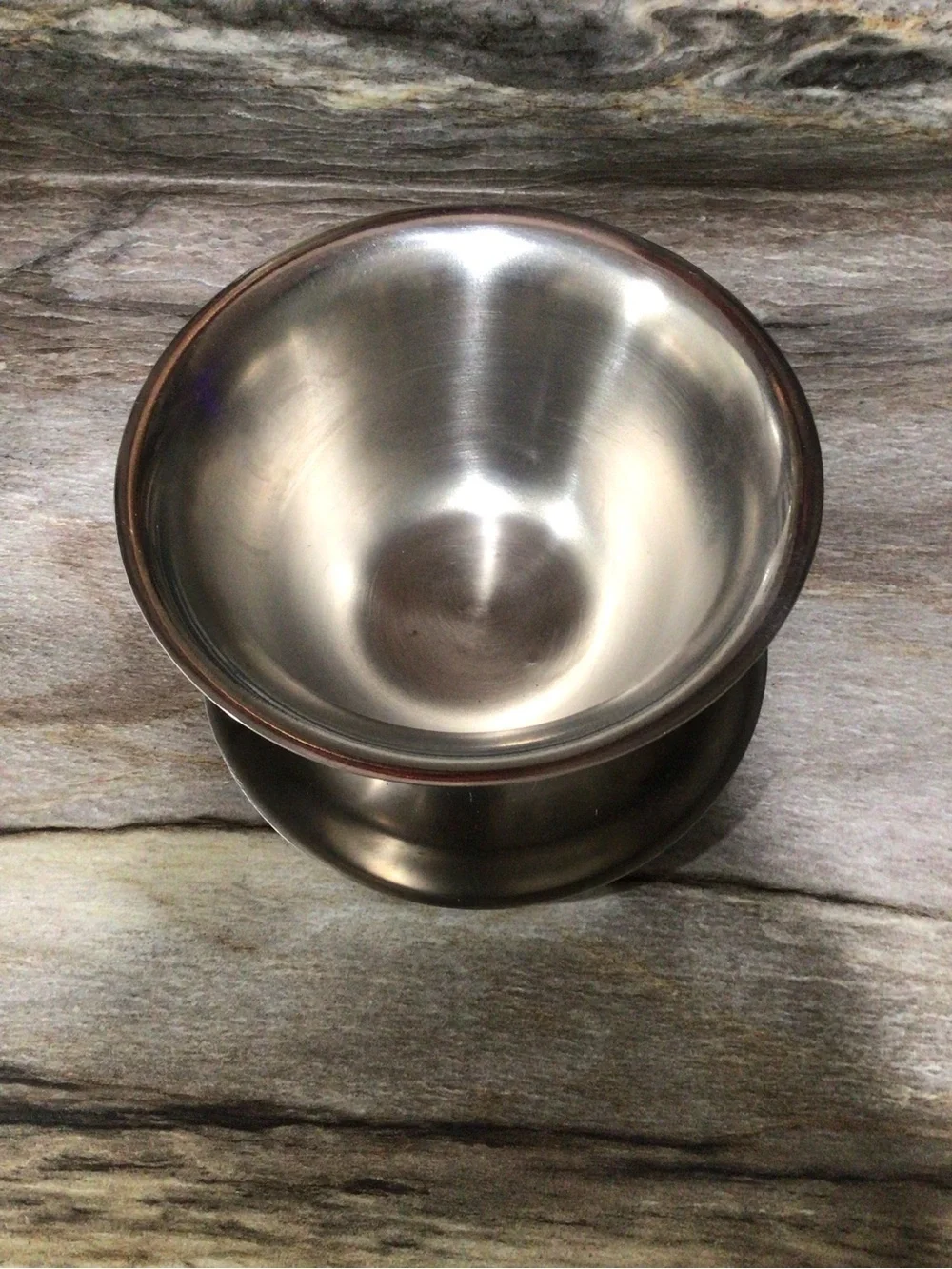 Vintage Stainless Steel Gravy Boat Sauce Server Bowl w Attached Underplate.
